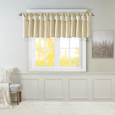 Lightweight Faux Silk Valance With Beads 50x26"