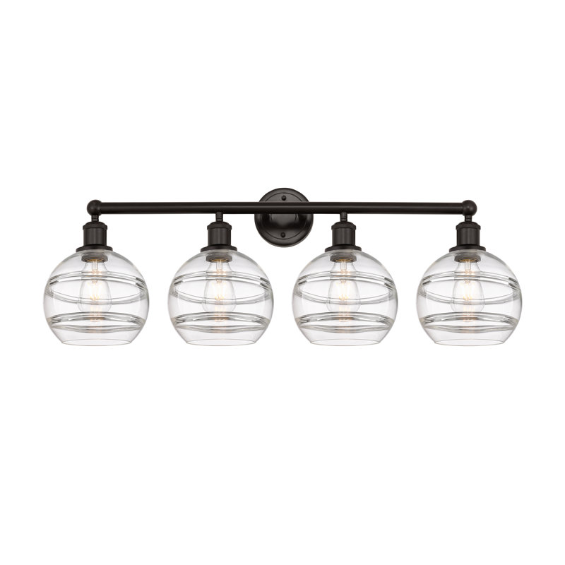 Éclairage pour meuble-lavabo à 4 lumières à intensité variable Chartoff, Transparent, Bronze huilé