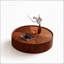 Table basse ronde en noyer avec base en fer-912296026