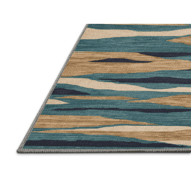 Washable Abstract Islands Hawaiian Area Rug, Round 3'