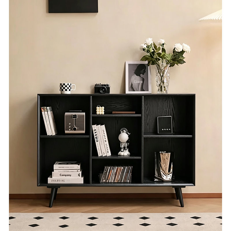 Bibliothèque Minimalist Modern Living, Noir,  (3 tablettes) H 33,46 po x l 47,24 po x P 12,6 po