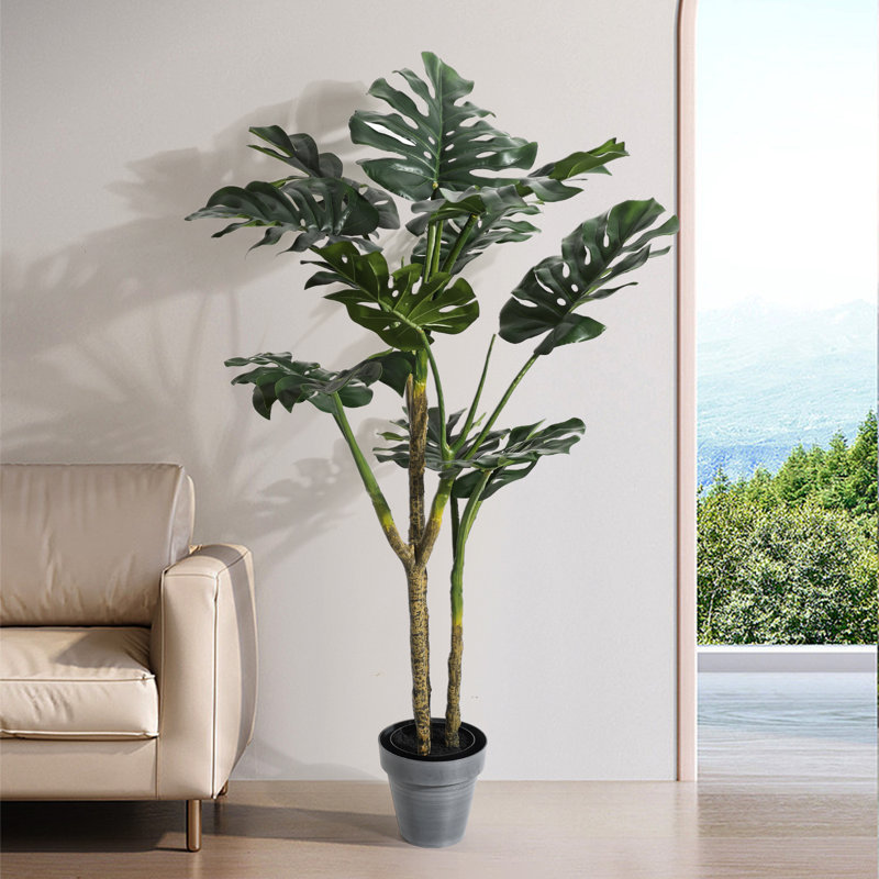 Artificial Monstera Deliciosa Trees with Pot, 59,1'' H x 31,5" W x 31,5" D