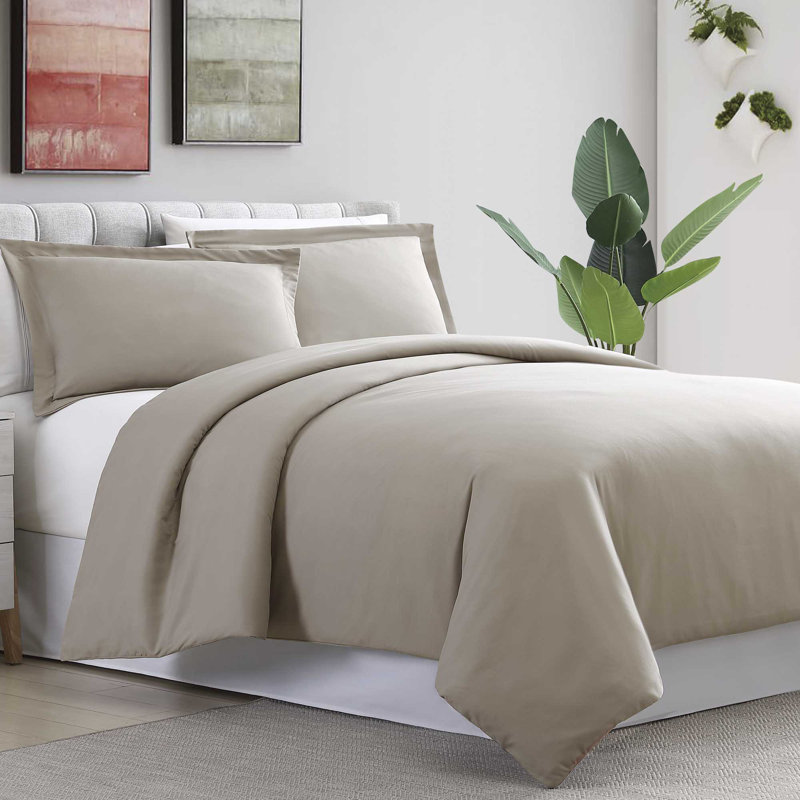  Ensemble de housse de couette réversible Ultra-Plush, Housse de couette très grand et 2 très grandes t, Taupe