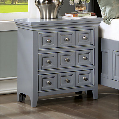 Bedroom Nightstand: Gray Solid Wood With 3 Drawers And Fascinating Style Nightstand For Transitional