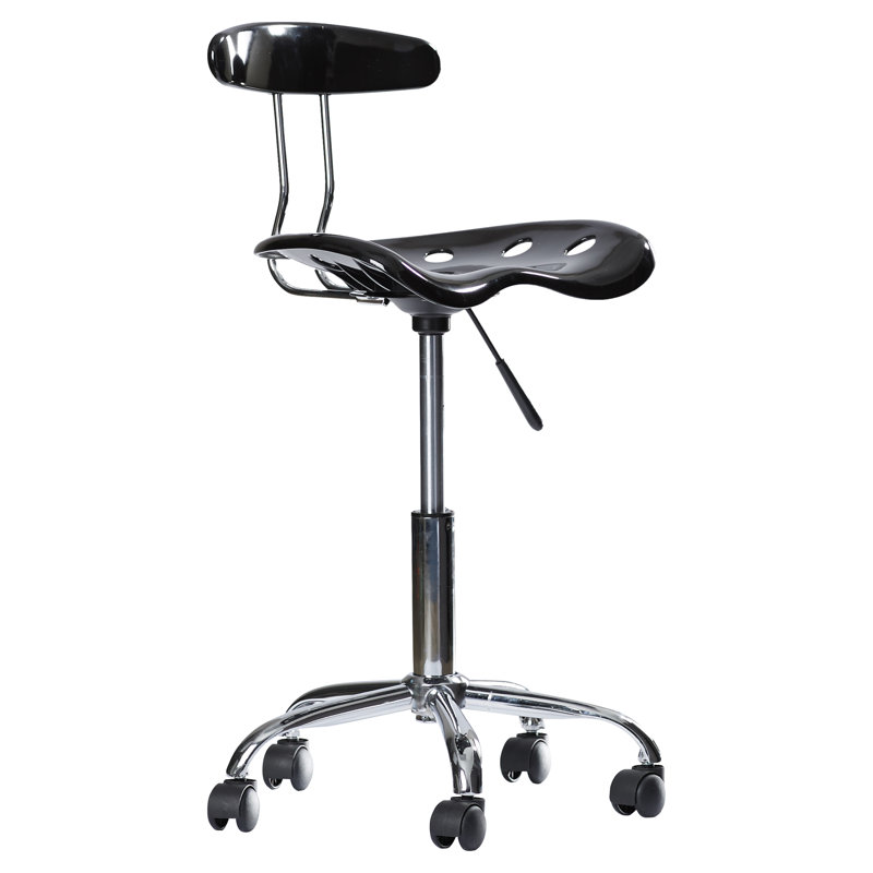 Ergonomic Swivel Black Metal Armless Task Chair with Tractor Seat