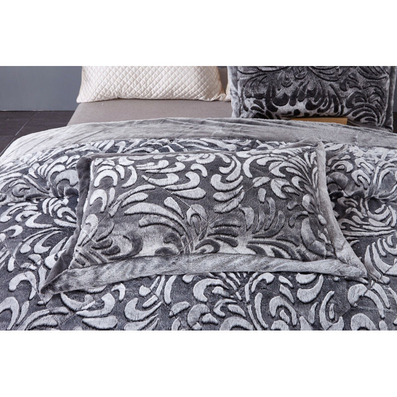 Holm Polyester Bedspread with Pillow Shams, 250 x 250 cm Bedspread, Grey
