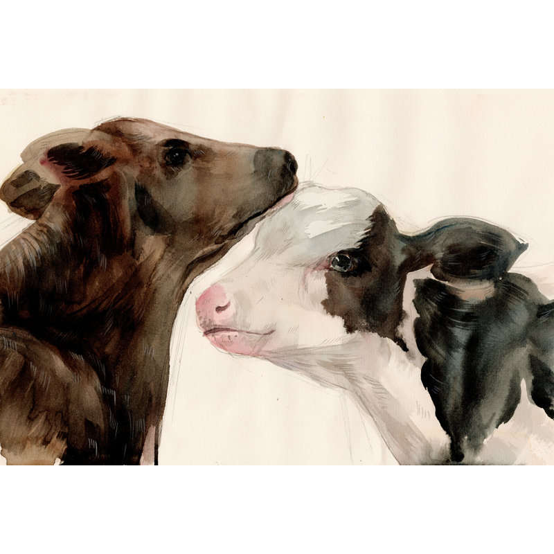 The Cows II - Painting Print, 61 cm H x 91 cm W , Black Floater Framed