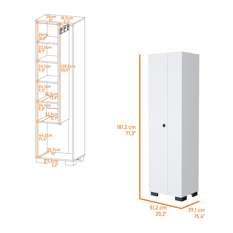 Aarthi Single Storage Cabinet ( 71.3'' H x 20.2'' W x 15.4'' D)