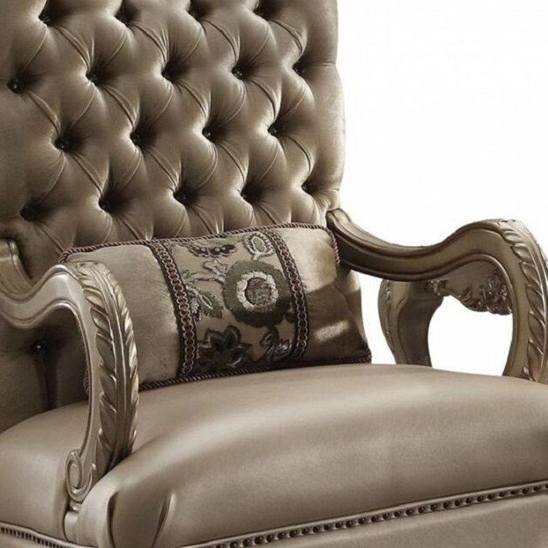  Fauteuil Chesterfield en velours Bone