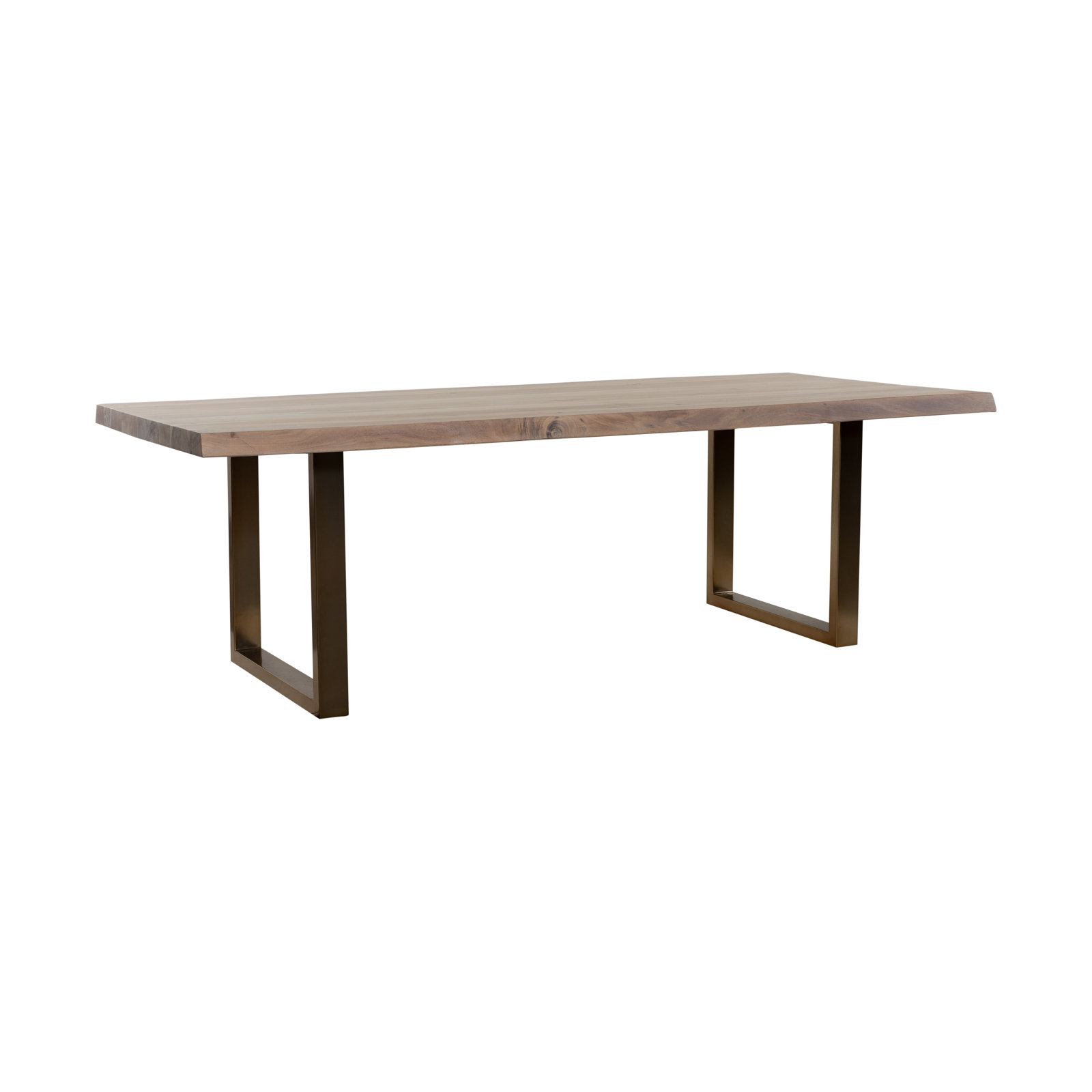 Colin Dining Table, 29.75"H x 79"L x 40"W, Brass, White Wash