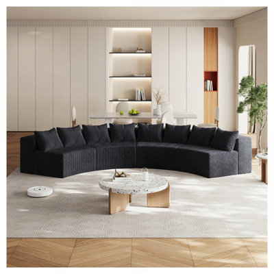 Canapé modulaire incurvé avec 8 coussins Corduroy