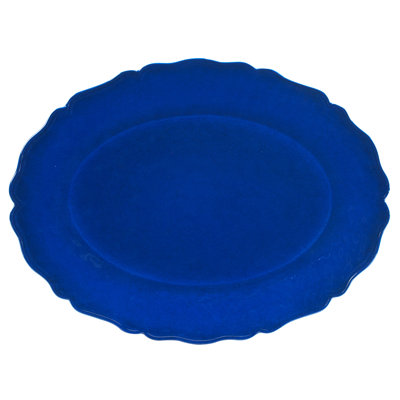 Blue Indigo Crackle Melamine 2pc Platter Set