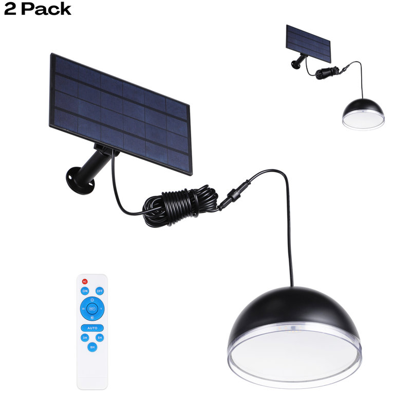Luminaire suspendu solaire 3 lumières, intensité variable, crépuscule à l'aube, télécommande, étanche IP65