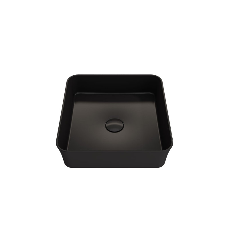 Lavabo de salle de bain vasque carré en argile réfractaire 15,26 "BOCCHI Sottile, Noir mat
