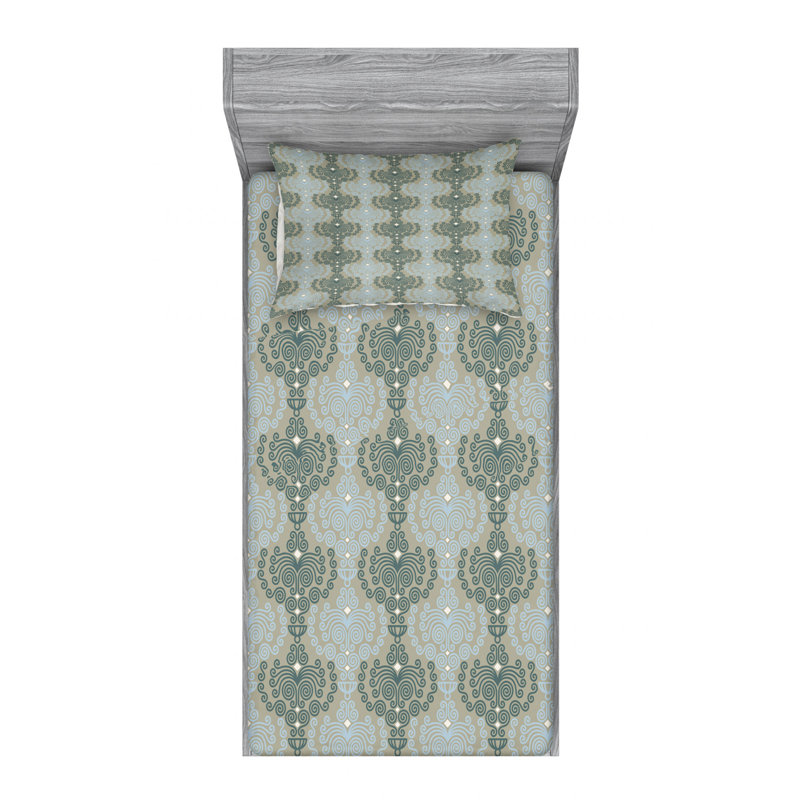 Microfiber Abstract Sheet Set, Twin XL Sheet Set with Fitted Sheet