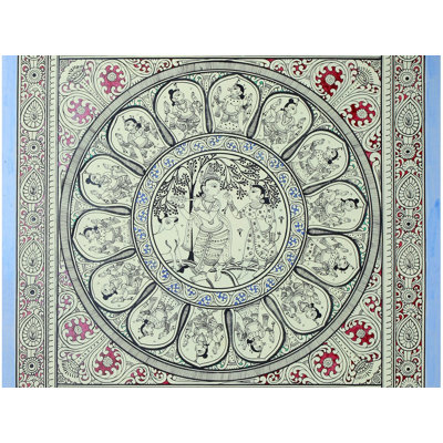 Radha Krishna au centre avec Dashavatara de Vishnu