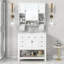  Vanity with Sink, Mirror Cabinet and Towel Bar, Storage Unit with 6 Drawers and 2 Doors, Modern Design-2145394092