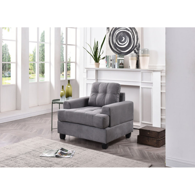 Baerman 38" Wide Tufted Club Chair, Gray Microfiber