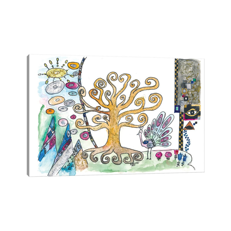 Klimt Inspired Golden Tree Of Life In Spring By Markus & Martina Bleichner - Wrapped Canvas Painting - Wrapped Canvas Painting