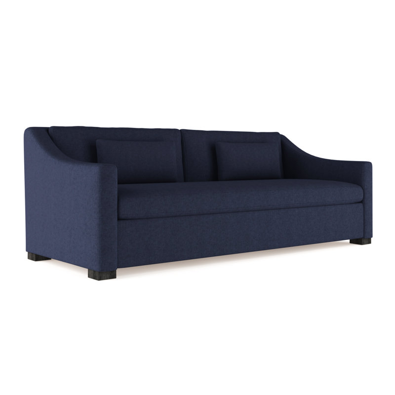 Canapé Crosby, H 32,5 po x l 96 po x P 43 po, Velours moelleux imprimé bleu, Patiné