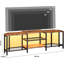 Meuble télé d'angle jusqu'à 75 po, console multimédia avec 4 tablettes ouvertes et prises de courant, brun-759256004