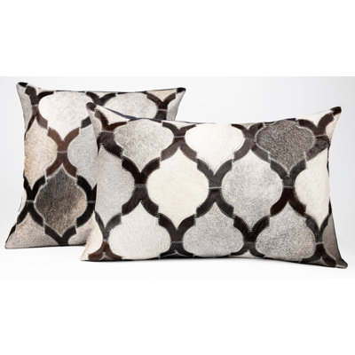 Canvello Genuine Cowhide Leather Decorative Throw Pillows - Handmade Patchwork Boho Accent Pillows For Sofa, Couch, Bed, Chair - Western Southwestern Farmhouse Pillow Covers With Feather Down Insert Included