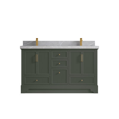 Alys 60'' Free Standing Double Bathroom Vanity with Quartz Top (Pulls Option) -  Willow Collections, ALS_PGN_LH_GR_60D