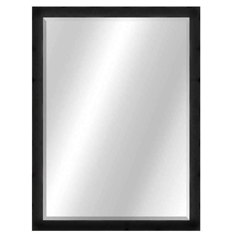 Miroir biseauté moderne et contemporain, Noir très lustré, 44 po x 34 po