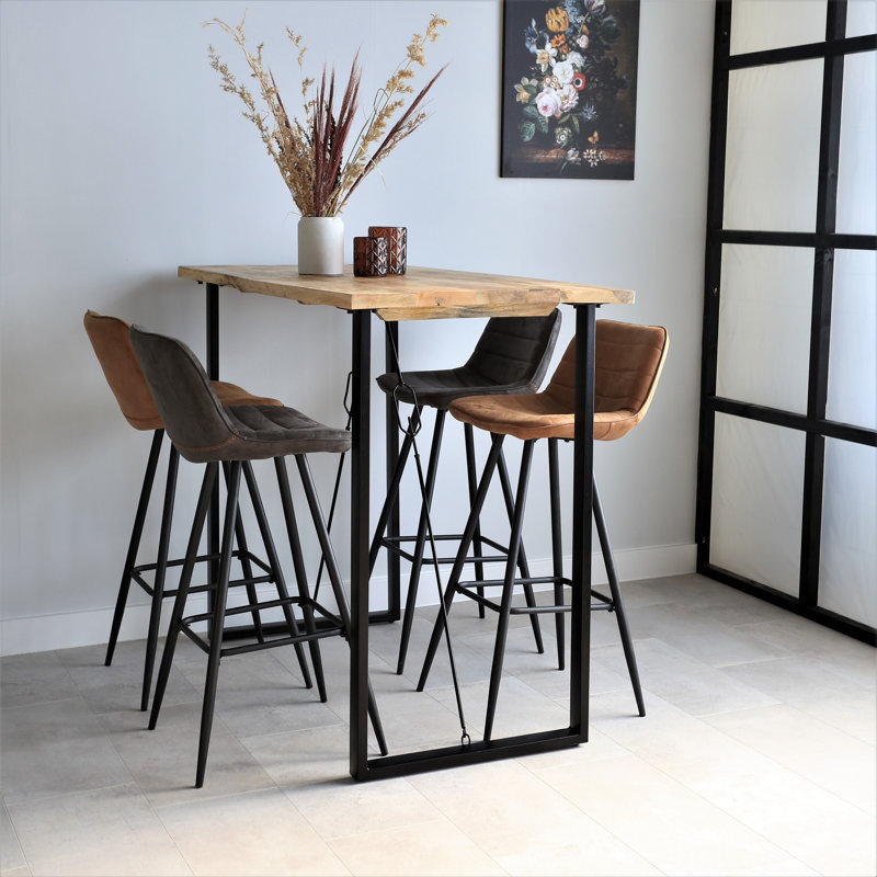 Jamir Solid Wood Top Metal Base Dining Table