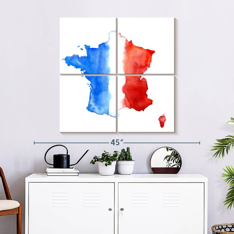 Carte de Borges du drapeau de la France, H 32 po x l 32 po