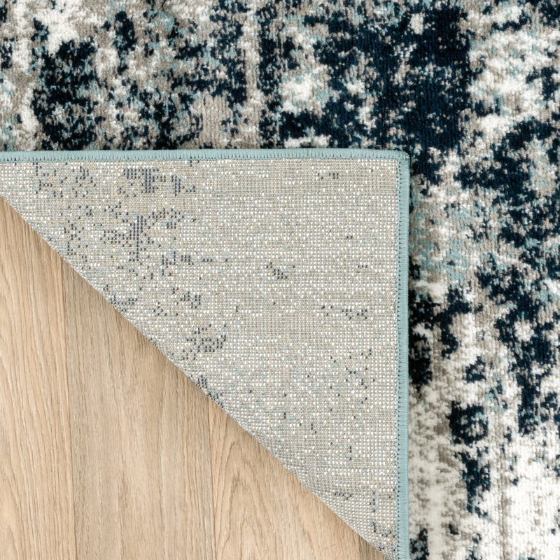 Tapis gris / bleu / ivoire Willington, Rectangle de 10 pi x 14 pi