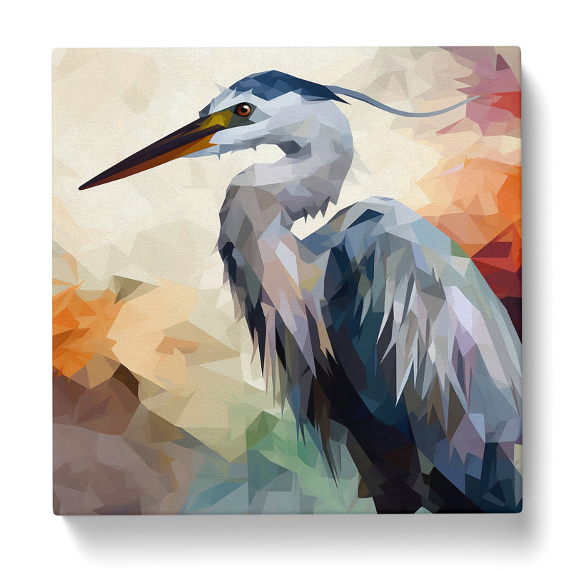 Heron Abstract Art - Wrapped Canvas, 35cm H x 35cm W x 3cm D