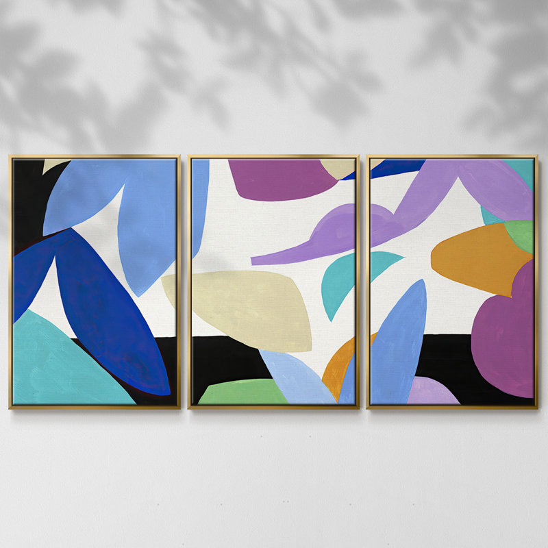 Ode to Matisse II - Toile encadrée multi-pièces, Or, H 24 po x l 48 po x P 2 po