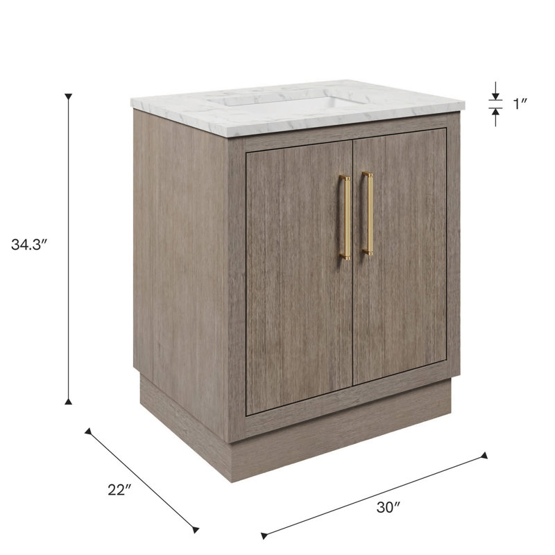 Hugo 30'' W Single Vanity, Satin Gold