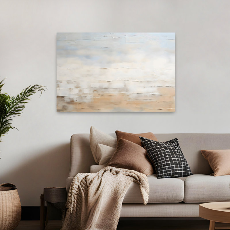 «Pallete Knife Beach», reproduction d'art mural contemporain minimaliste côtier, 32" H x 48" W