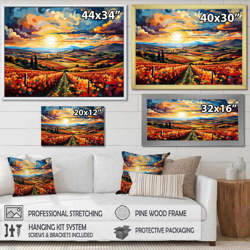 Marusja French Vineyard Symphony I - impression, Toile tendue, H 30 po x l 40 po x P 1,5 po