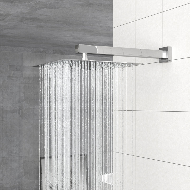 Dual Shower Head - 10 Inch Wall Mounted Square Shower System With Rough-In Valve, Chrome