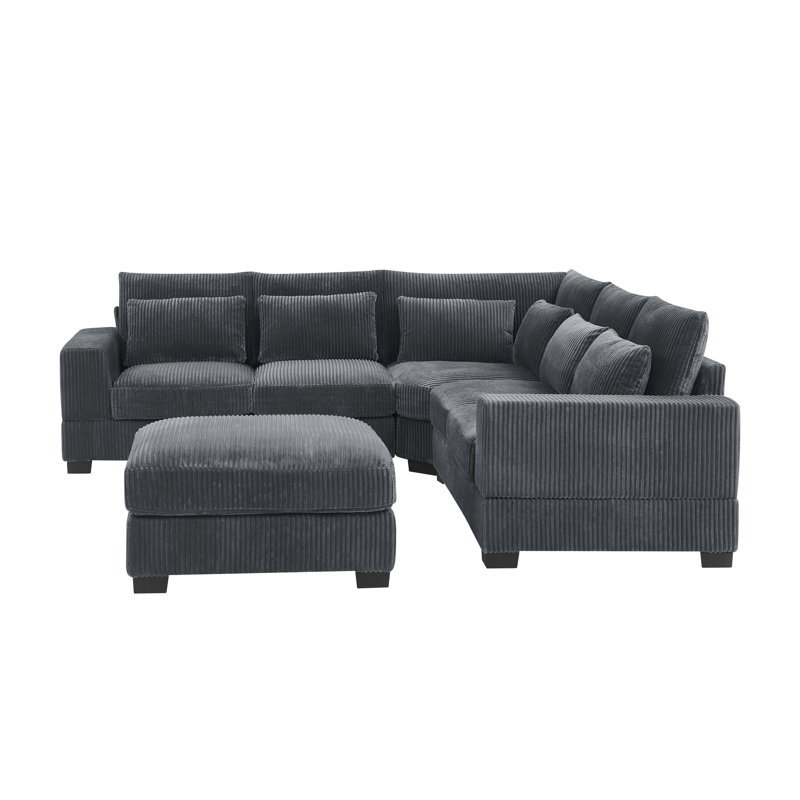 Canapé modulaire Laguna, Velours côtelé gris