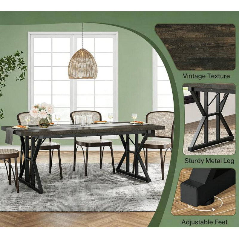 Versatile Dining Table,Classic Kitchen Table, Oak/Black