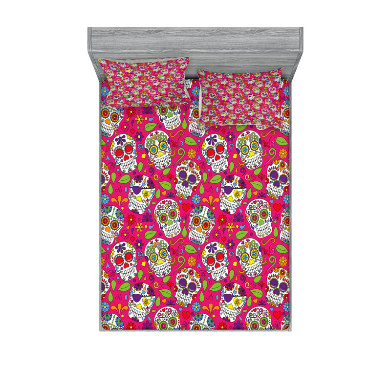 Multicolore ensemble de draps et taies décoratives Ambesonne, Ensemble de draps pour grand lit + 1 drap-housse +