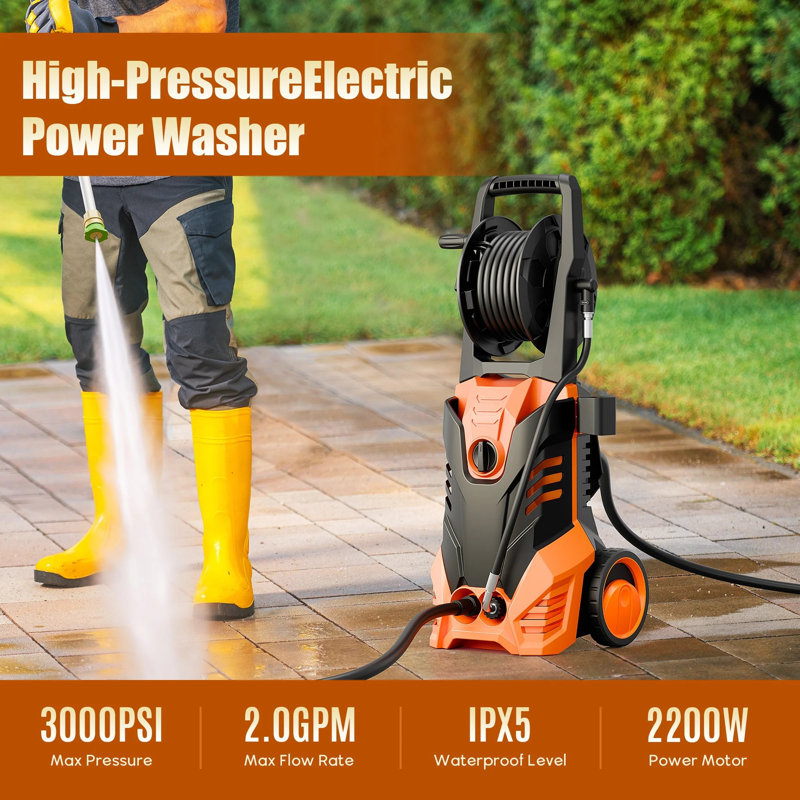 Electric Pressure Washer 4500PSI 3.2GPM, Adjustable High Power Cleaner with 4 Nozzles & Foam Cannon for Home and Garden