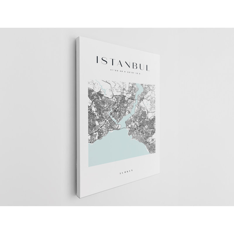 Istanbul Map Print Turkey Canvas Print, 24" H x 16" W