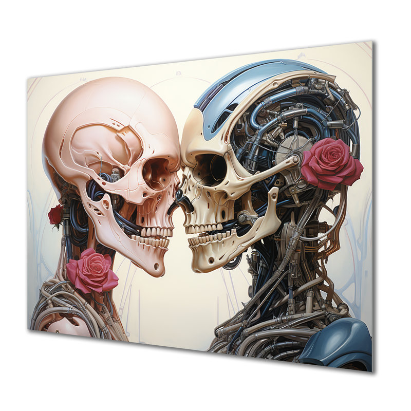 «Cybernetic Robot Skull Love With», art mural en métal de science-fiction MT135937, H 12 po x l 20 po x P 1 po