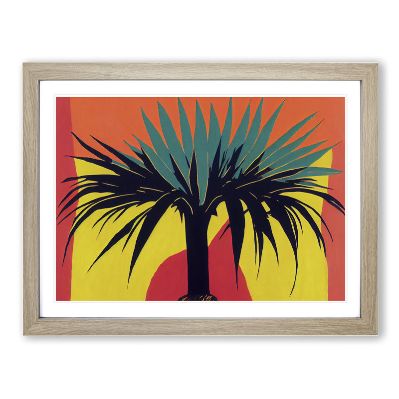 Abstract Palm Tree - Framed Print, 25cm H x 34cm W x 2cm D, Oak