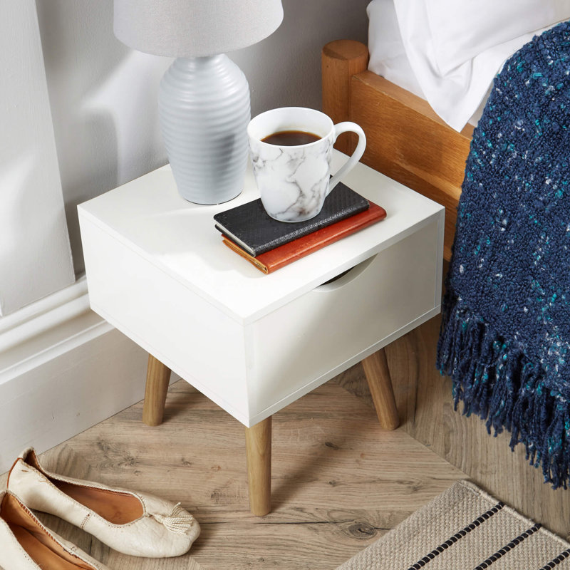 Kennedy 1 Drawer Bedside Storage Table, White