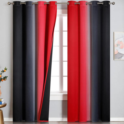 Curtains For Living Room Full Room Darkening Gradient Drapes For Bedroom Thermal Insulated Ombre Grommet Curtains For Dining Room