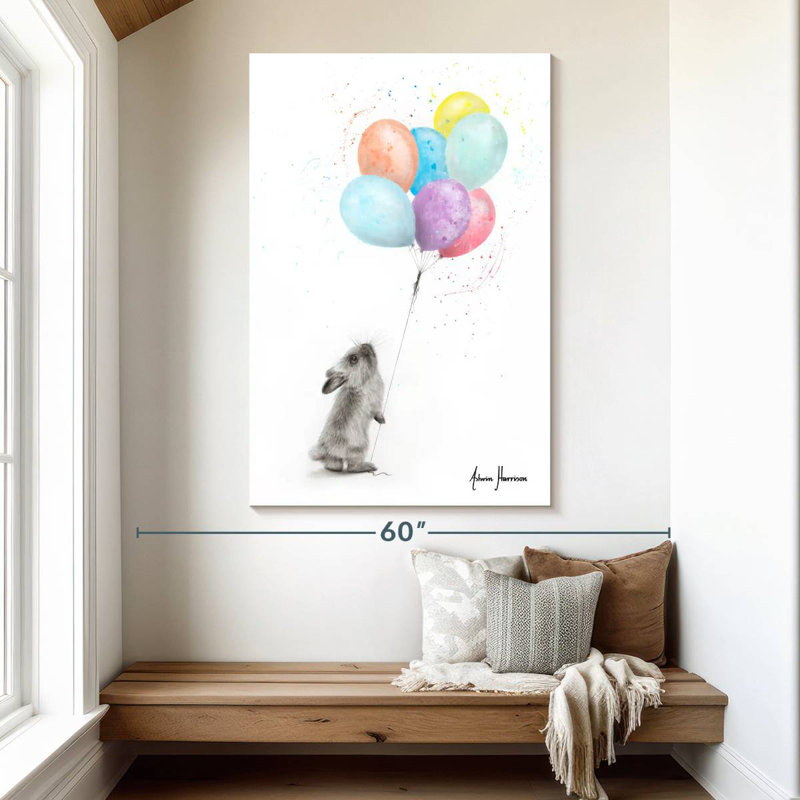 Brampt The Bunny And The Balloons, 51" H x 34" W