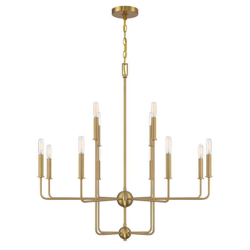 Lustre linéaire à intensité variable 12 lumières Treyvion, Laiton