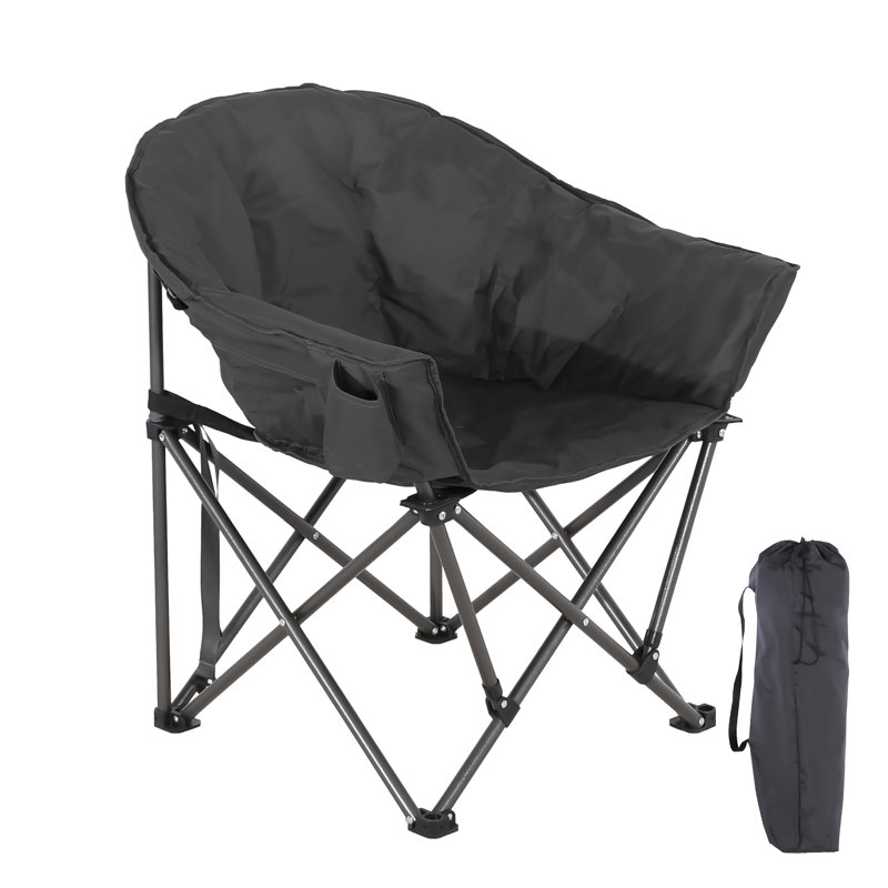 Outdoor Folding Camping Chair With Cup Holder,1 Piece Black, Black