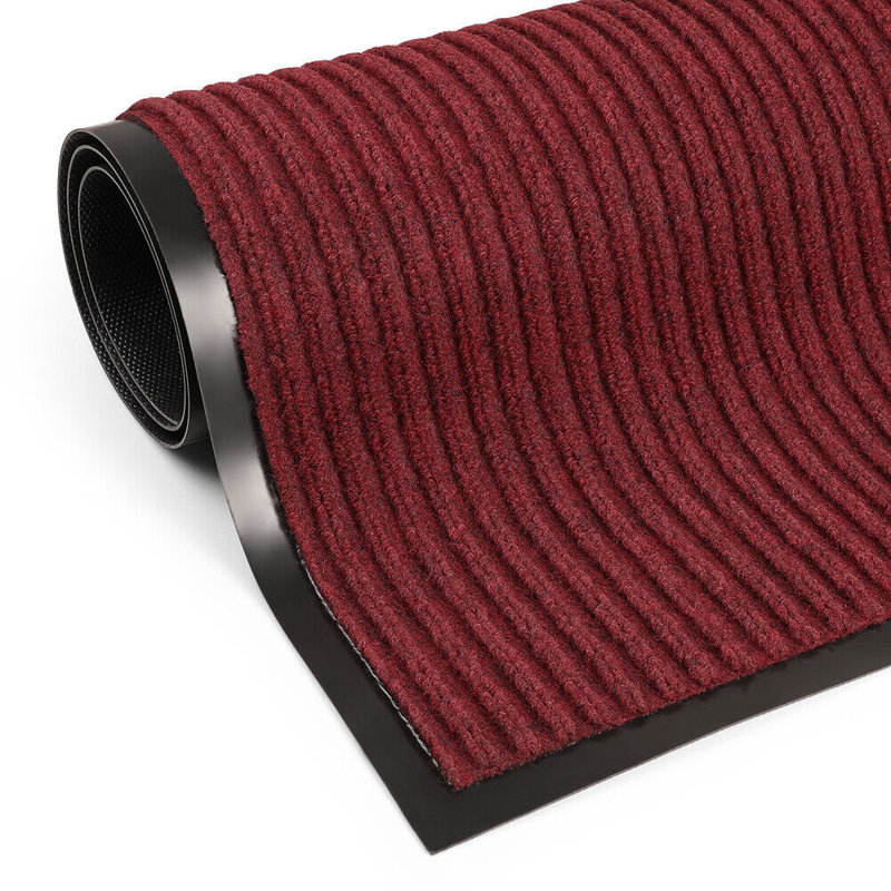 Tapis d'entrée antidérapant extérieur Aigan, Rectangle, de 3 pi 11 po x 5 pi 10 po, Vin rouge
